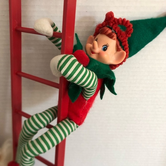 Vtg Santa and Elf Climbing Ladder Decor - Picture 4 of 15